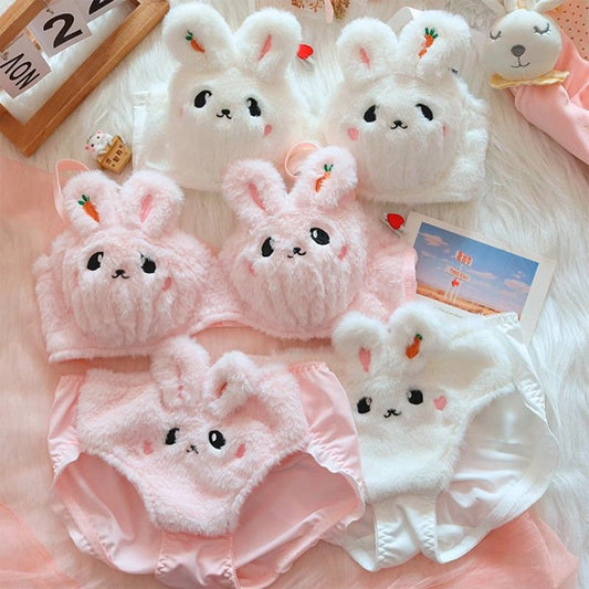 Girls Plush Underwear Rabbit Warm Set