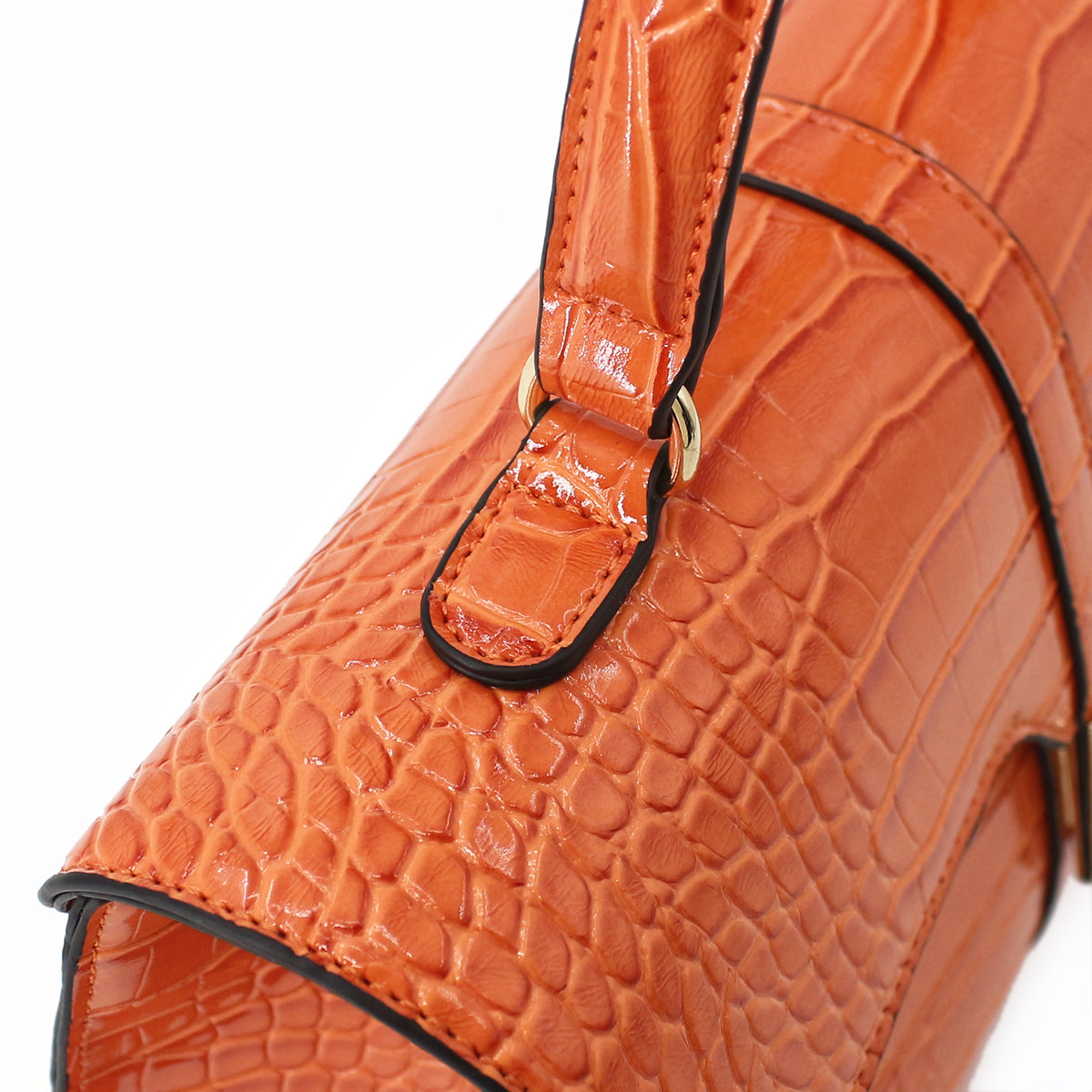 Elegant Crocodile Pattern Luxury Handbag Orange