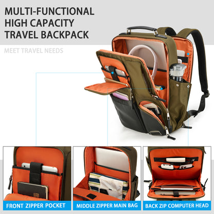 LAPOLAR 15.6 Inch Carry on Backpack, Outdoor Travel Laptop Backpack, Multifunctional Daily Business Computer Backpack Durable Water Backpack