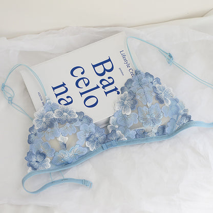 French Heavy Embroidery Lace Hollowed-Out Bra