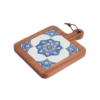 Solid Wood Retro Tile Placemat, Teat Insulation Placemat