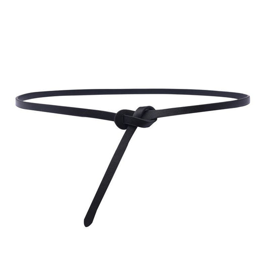 Simple Leather Knotted Thin Belt