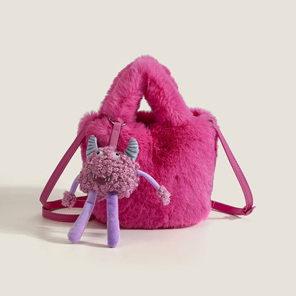 Plush Bag Rose Red Nonster Ornaments Plush Bucket Bag