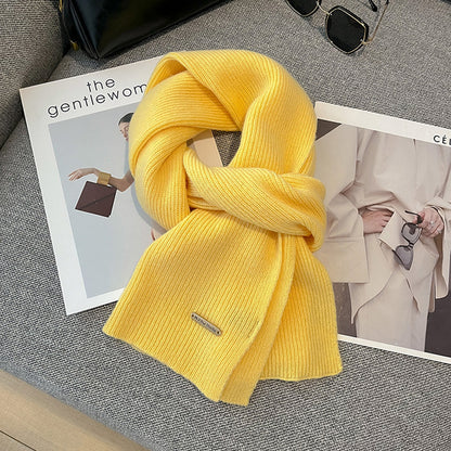 New Knitted Solid Color Small Scarf Thickened Scarf