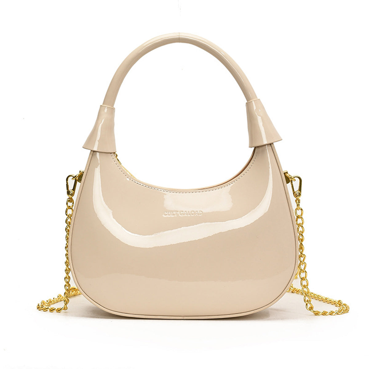 Burgundy Patent Leather  Handbag U-shaped Dumpling Bag