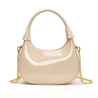 Burgundy Patent Leather  Handbag U-shaped Dumpling Bag