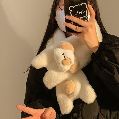 Cute Puppy Plush Scarf Short Cartoon Scarf Gloves