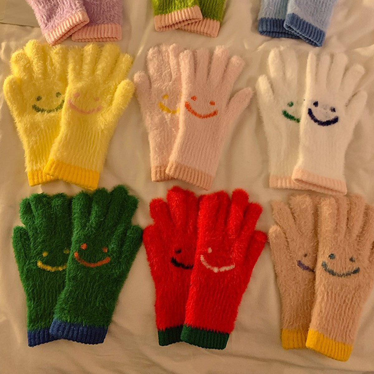 Mink Fur Fingerless Touch Screen Knitted Gloves