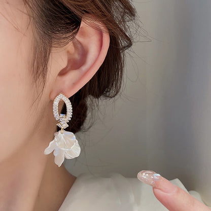 S925 Silver Needle Unique Large Flower Earrings