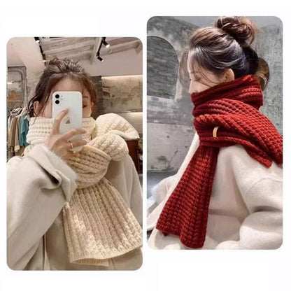 Red Scarf for Women Korean Style High-End Knitted Scarf