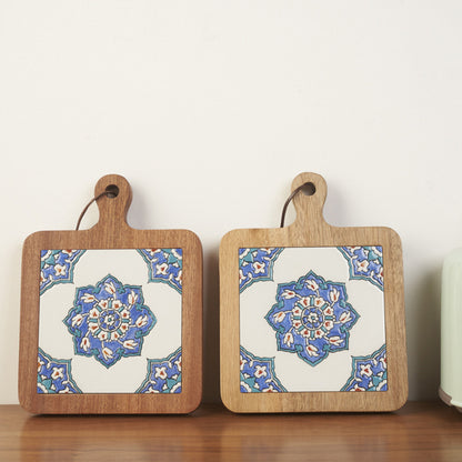 Solid Wood Retro Tile Placemat, Teat Insulation Placemat