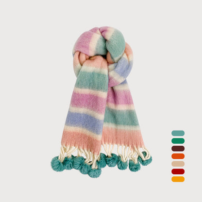 Rainbow Striped Scarf for Women Winter Scarf