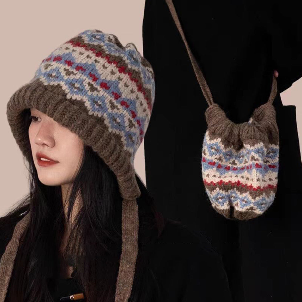 Women's Knitted Hat New Strap Windproof Hat