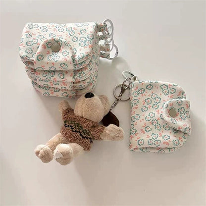 Cute Little Bunny Multi-Layer Floral Canvas Coin Purse