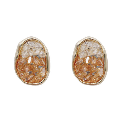 High-End Champagne Zircon Earrings
