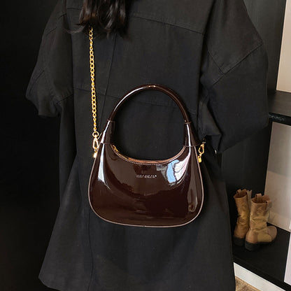 Burgundy Patent Leather  Handbag U-shaped Dumpling Bag