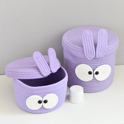 Purple Big Eye Cotton Rope Woven Storage Basket