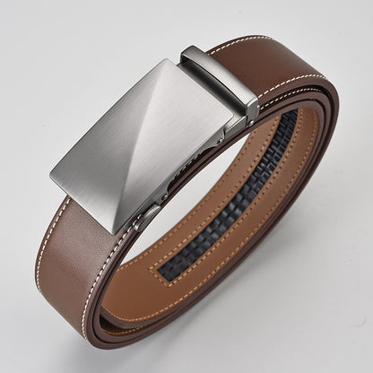 Two-Layer Cowhide Business Alloy Genuine Leather Belt