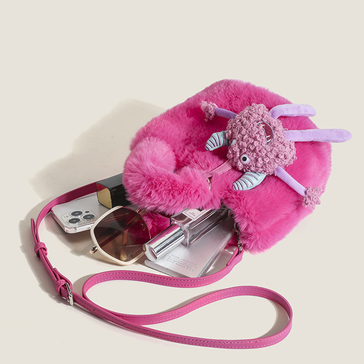 Plush Bag Rose Red Nonster Ornaments Plush Bucket Bag