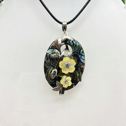 Shell Flower Necklace Tree of Life Braided Pendant