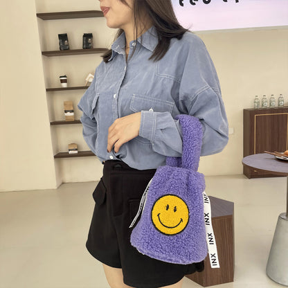 Plush Crossbody Bucket Bag