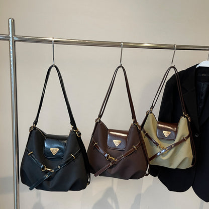 Retro Simple Patchwork Handbag Crossbody Backpack