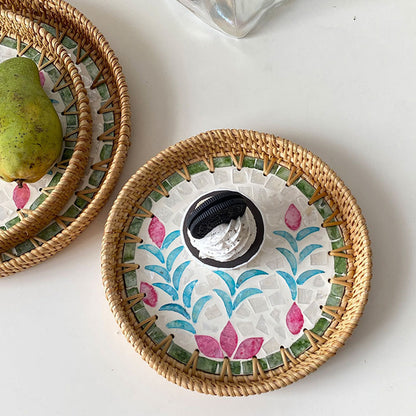 Light Luxury Tray Natural Round Household Shell Tray