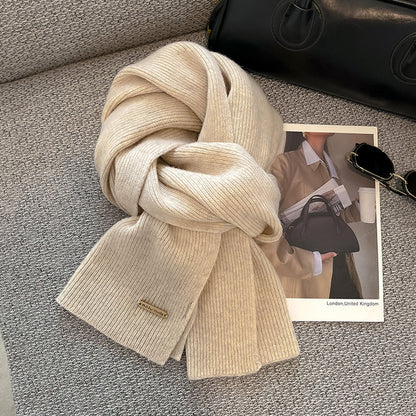 New Knitted Solid Color Small Scarf Thickened Scarf