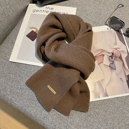 New Knitted Solid Color Small Scarf Thickened Scarf