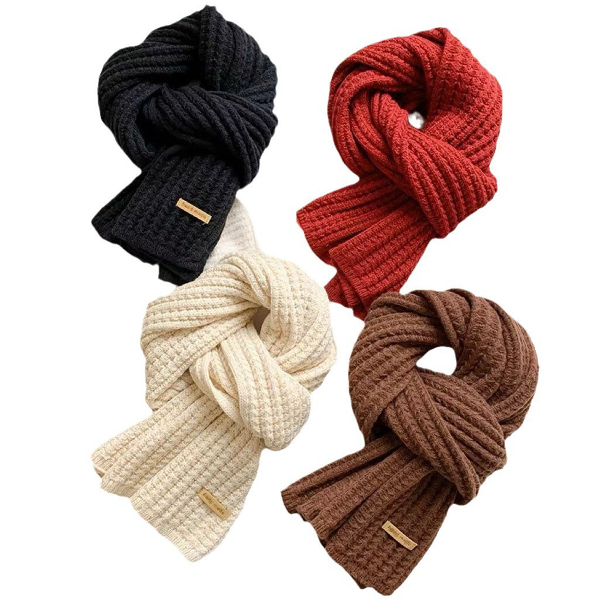 Red Scarf for Women Korean Style High-End Knitted Scarf