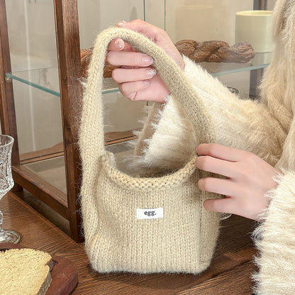 Autumn Winter Wool Knitted Solid Color Handbag