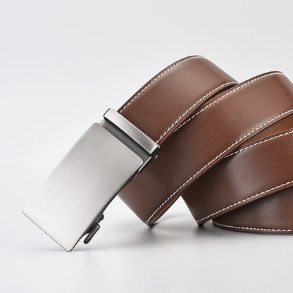 Two-Layer Cowhide Business Alloy Genuine Leather Belt