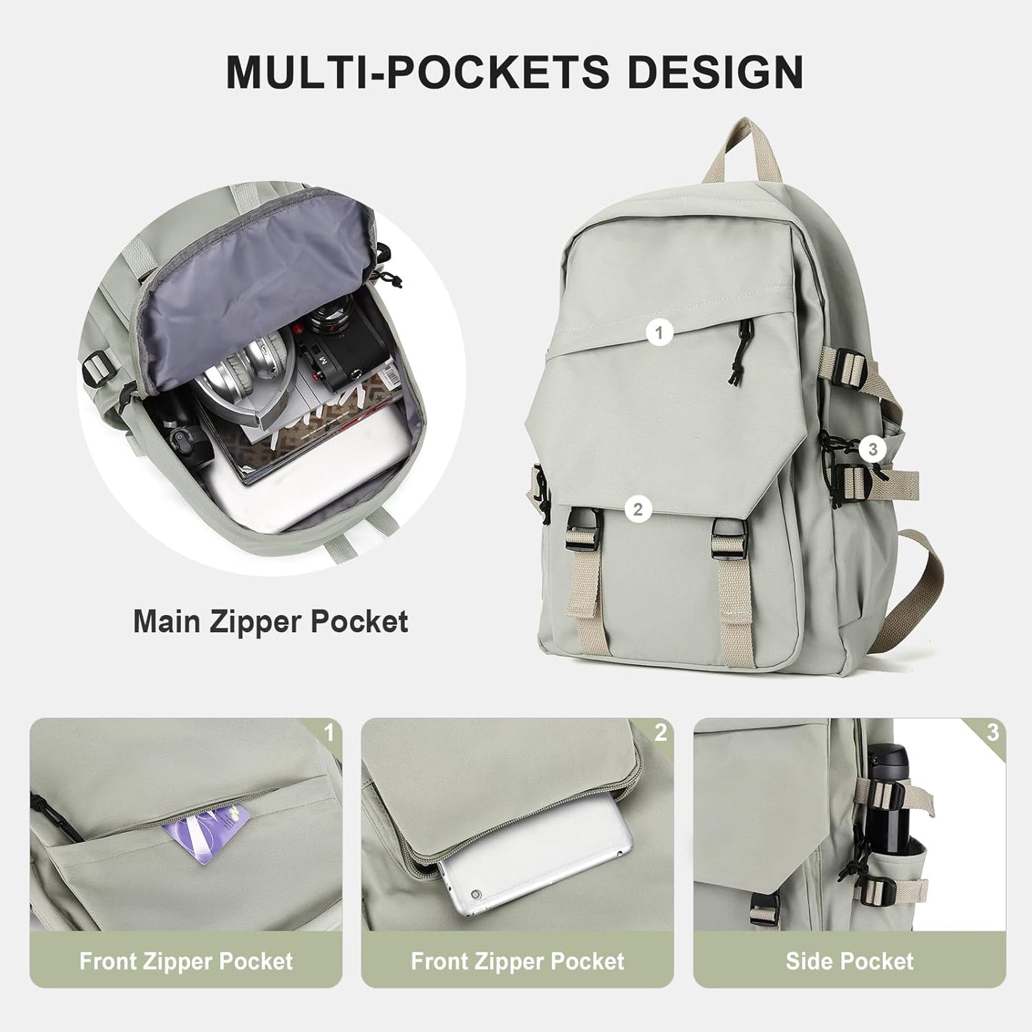 LAPOLAR Lightweight School Bag College Laptop Backpack for Men Women Travel bag High School Middle Bookbag for Boy Girls