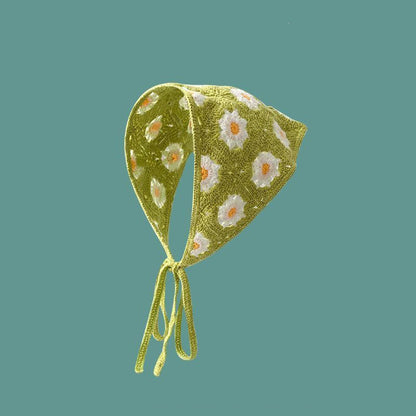 French Flower Triangle Headscarf High-End Teaddress