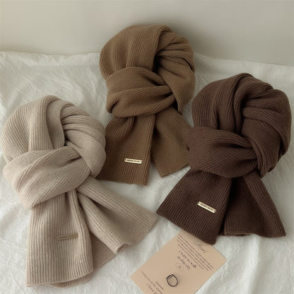 New Knitted Solid Color Small Scarf Thickened Scarf