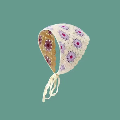 French Flower Triangle Headscarf High-End Teaddress
