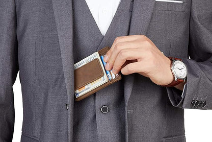 LAPOLAR Slim Minimalist Wallet for Men with Magnetic Money Clip Leather Wallet, Credit Card Holder RFID Blocking Front Pocket Holds Cash and Cards