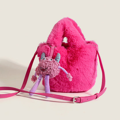 Plush Bag Rose Red Nonster Ornaments Plush Bucket Bag