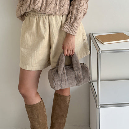 Autumn Winter Cylindrical Handbag Plush Bag