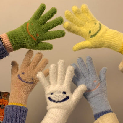 Mink Fur Fingerless Touch Screen Knitted Gloves