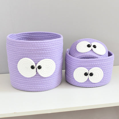 Purple Big Eye Cotton Rope Woven Storage Basket