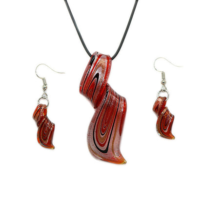 Chinese Style Handmade Spiral Knife Multi-Color Earrings Necklace Set