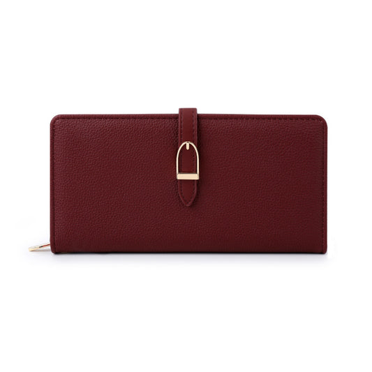 Dark Faux Cowhide Women Long Wallet