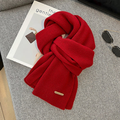 New Knitted Solid Color Small Scarf Thickened Scarf