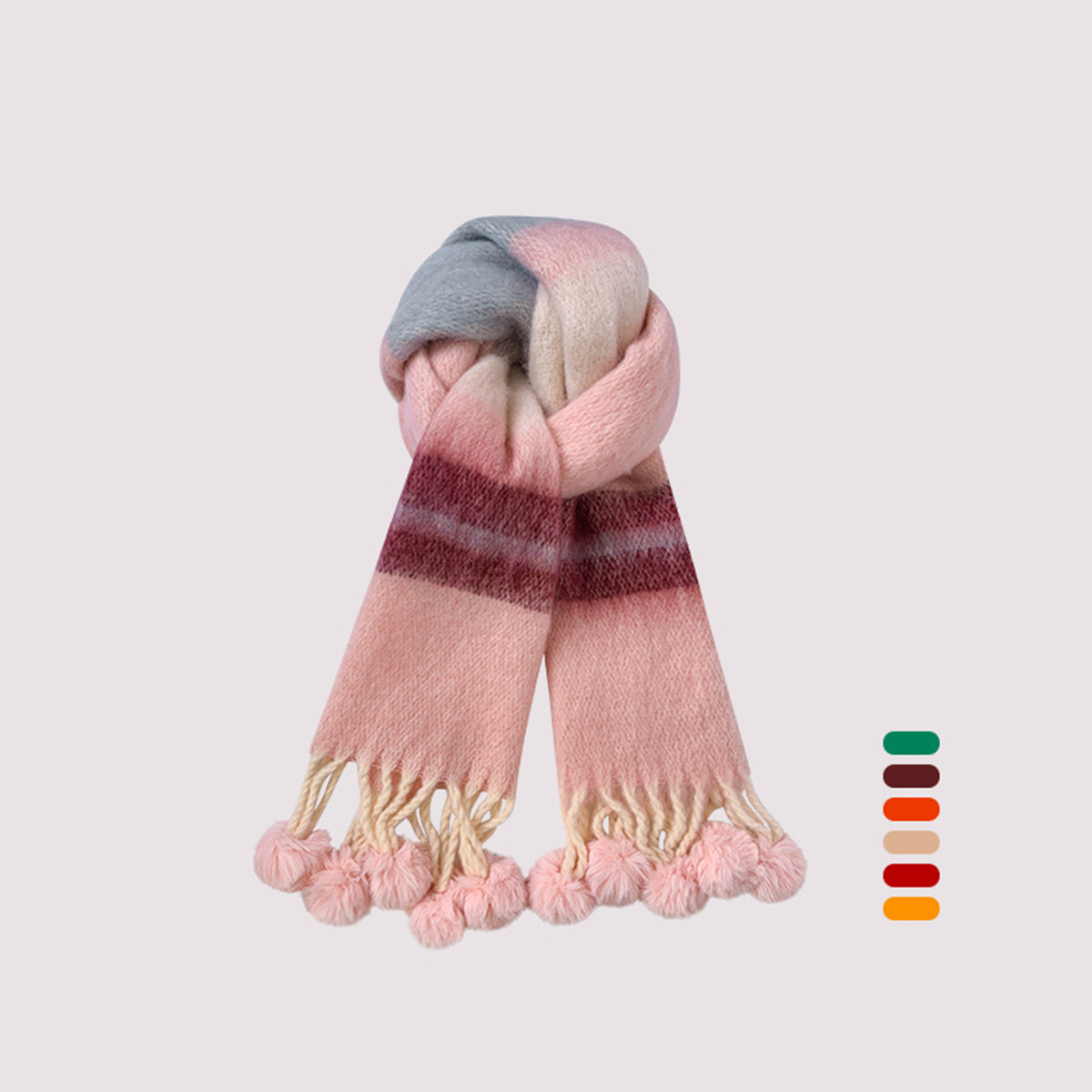 Rainbow Striped Scarf for Women Winter Scarf