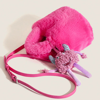 Plush Bag Rose Red Nonster Ornaments Plush Bucket Bag