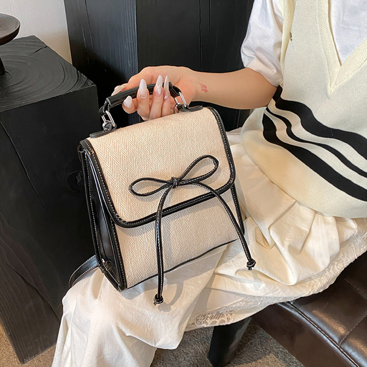 Korean Style Bow Shoulder Bag Square Handbag Shoulder Bag