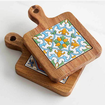 Japanese Style Solid Wood Tile Heat-insulating Pot Mats