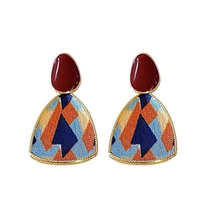 New Silver Needle Earrings Triangular Ethnic Earrings