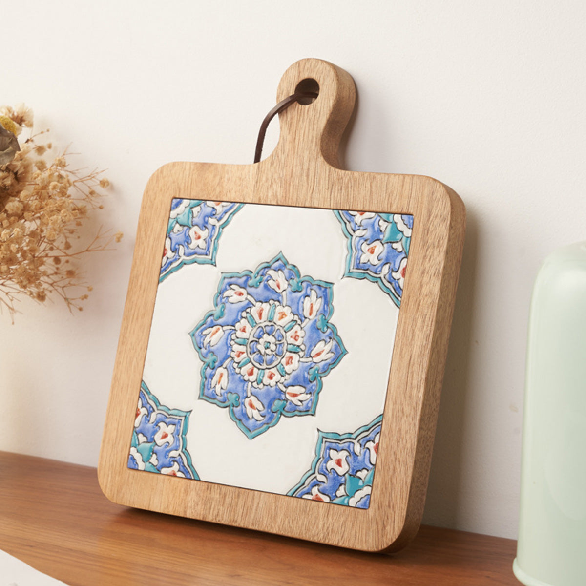 Solid Wood Retro Tile Placemat, Teat Insulation Placemat